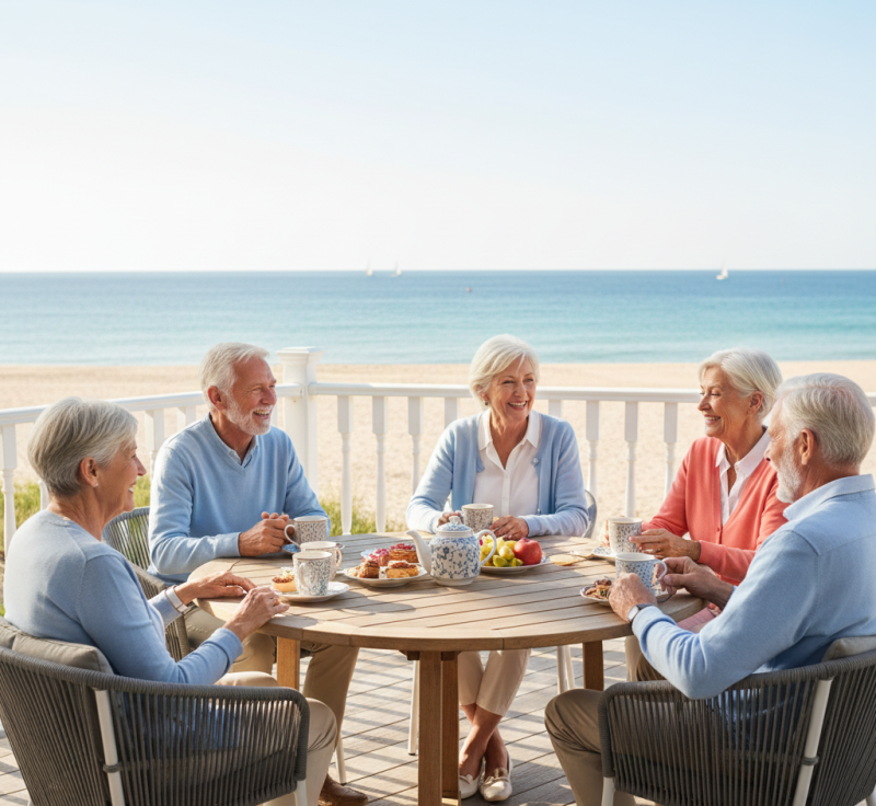 The group is having an intelligent conversation and are strengthening their social bonds after an enlightening course from OLLI, held at Atlantic Sands Hotel in Rehoboth Beach, DE. 